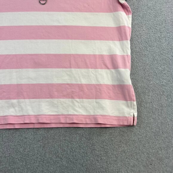 Lauren Ralph Lauren Polo Shirt Womens XL Pink White Striped Collared Rugby Top - Picture 6 of 11